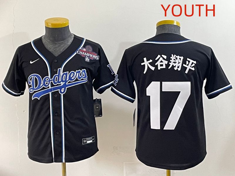 Youth 2025 Los Angeles Dodgers 17 Ohtani Black Three generations Fashion Nike MLB Jersey style 20